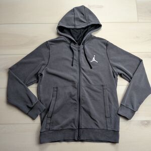 Nike Air Jordan Hoodie Mens Medium Dri-Fit Air Fleece Full‎ Zip Gray DC9737-010